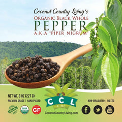 Organic Black Peppercorns (Whole Pepper), Fairtrade Packed Fresh w/E-Book
