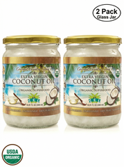 Organic Coconut Oil, Extra Virgin Unrefined Cold-Pressed, 2 Pack of 16.91 oz for Cooking, Hair and Skin Lotion
