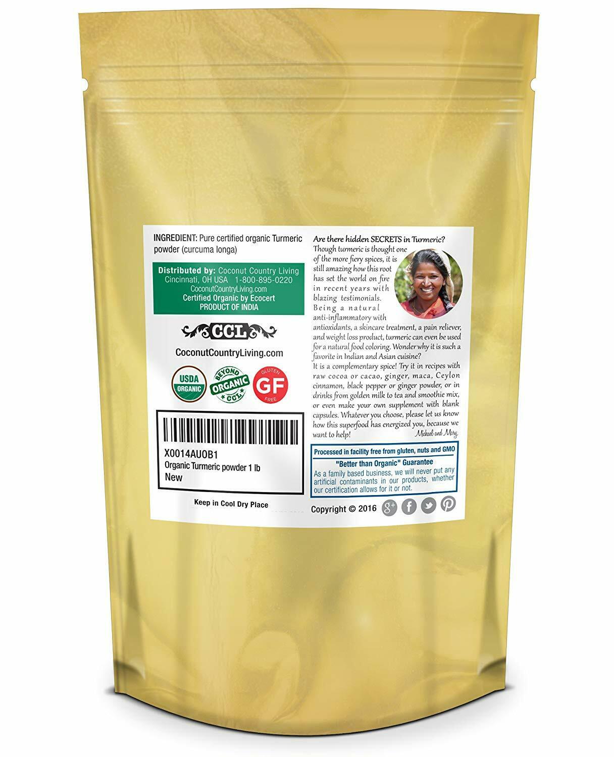 back of 1lb organic turmeric package