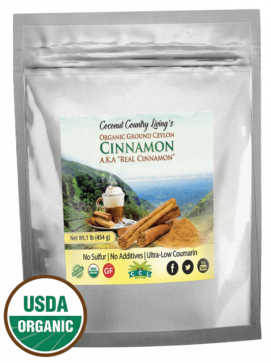 Organic Ceylon Cinnamon Powder Ground 1 lb, Raw, True Cinnamon from Ceylon, Premium Grade