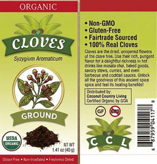 Organic Cloves Spice Ground Powder in 1.59 oz Glass Bottle, Fair Trade Sourced w/E-Book