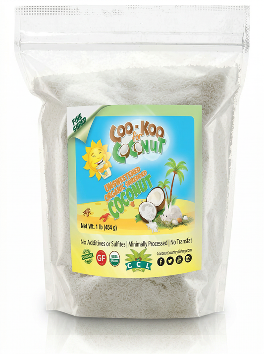 Organic Shredded Coconut Unsweetened, 1 lb, Fine, Great for Coconut Milk, Keto and Paleo Treats