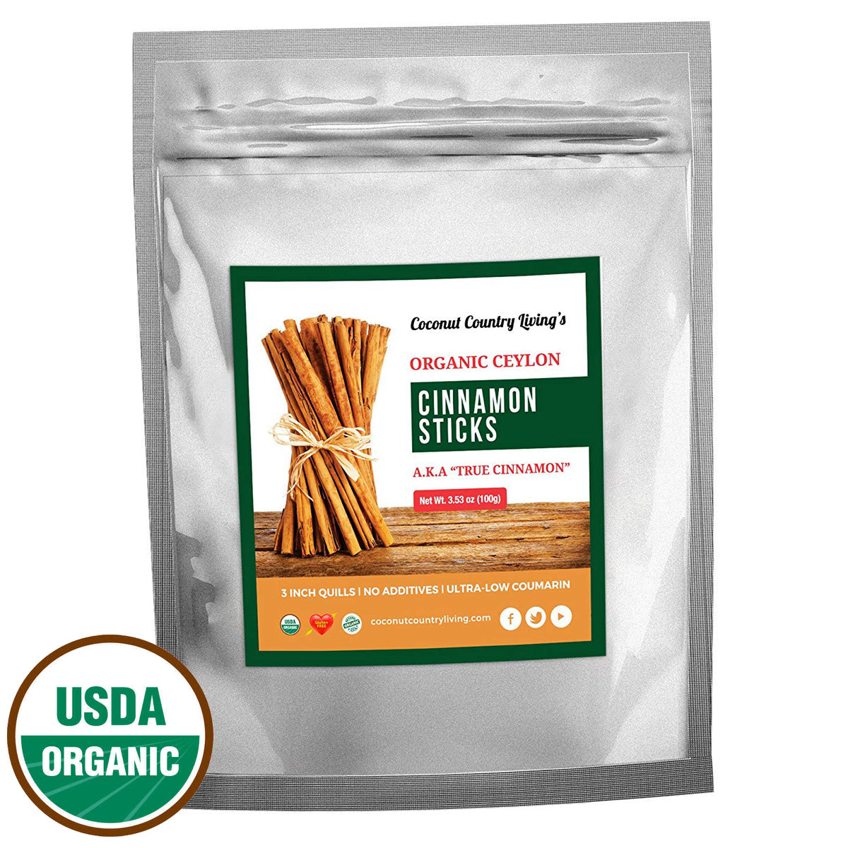 Organic True Ceylon Cinnamon Sticks Fairtrade Sourced, Freshly Harvested & Packed in Sri Lanka w/E-BOOK Recipes & Crafts