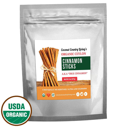 Organic True Ceylon Cinnamon Sticks Fairtrade Sourced, Freshly Harvested & Packed in Sri Lanka w/E-BOOK Recipes & Crafts