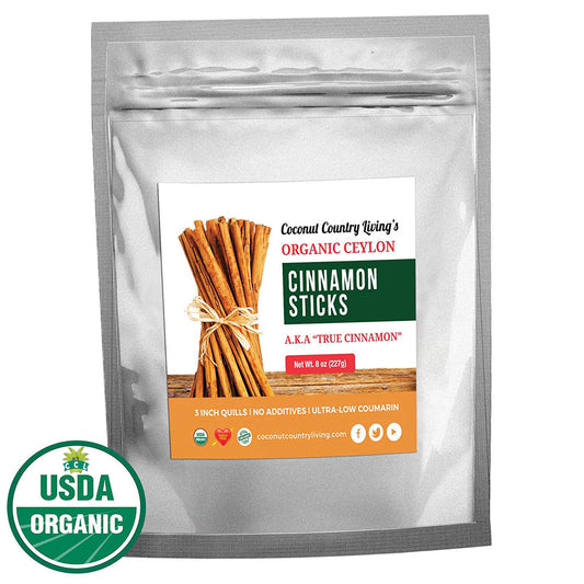 Organic True Ceylon Cinnamon Sticks Fairtrade Sourced, Freshly Harvested & Packed in Sri Lanka w/E-BOOK Recipes & Crafts