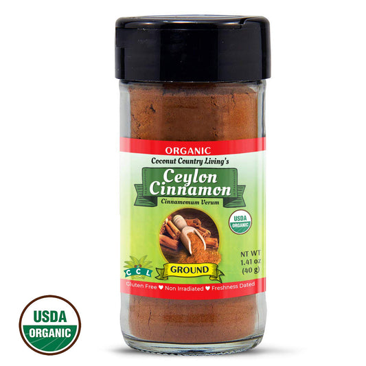 Organic Ceylon Cinnamon Ground Powder 1.41 oz Glass Bottle