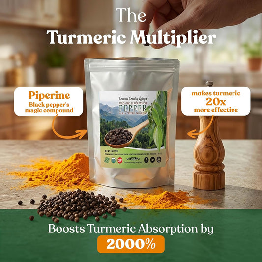 Organic Whole Black Peppercorns