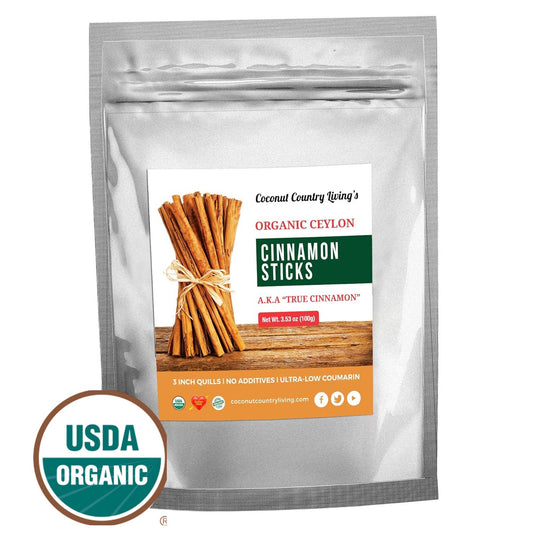 Organic True Ceylon Cinnamon Sticks Fairtrade Sourced, Freshly Harvested & Packed in Sri Lanka w/E-BOOK Recipes & Crafts