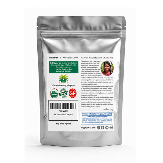 Organic Whole Cloves Fair Trade in Mylar Bag w/ E-Book of Secrets of Cloves and Gourmet Recipes