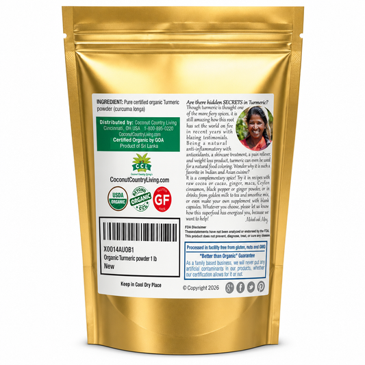 1 lb Turmeric Root Powder Raw Spice with Curcumin - Turmeric for Beauty, Health, & Cooking