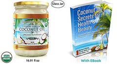 Organic Coconut Oil, Extra Virgin Unrefined Cold-Pressed, 2 Pack of 16.91 oz for Cooking, Hair and Skin Lotion