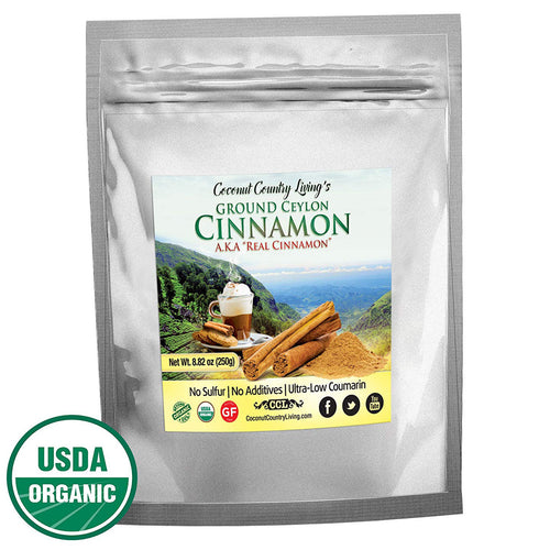 Organic Ceylon Cinnamon Powder, True Cinnamon from Sri Lanka, 8 oz Ground Fresh from Sticks Premium Grade w/E-Book
