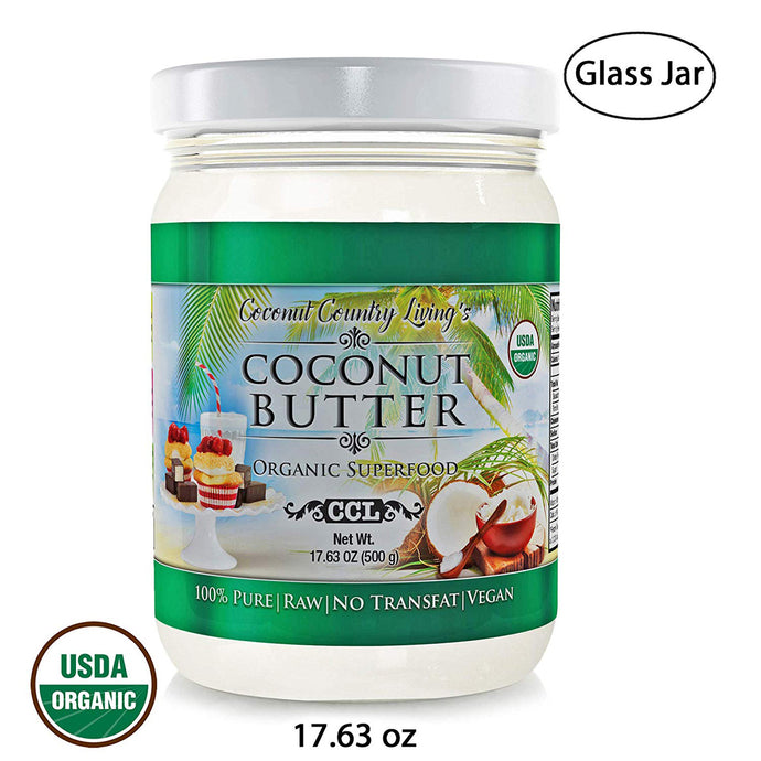 Organic Coconut Butter 17.6 oz  Raw Stone Ground Pureed For Keto Paleo Friendly Recipes