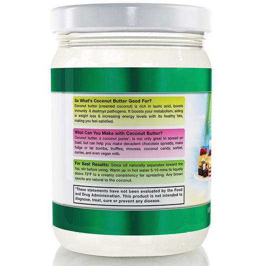 Organic Coconut Butter  Raw Stone Ground Pureed For Keto Paleo Friendly Recipes