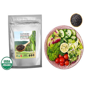 3.5 oz Organic Black Peppercorns Whole, Fairtrade Packed Fresh w/E-Book