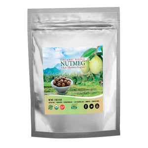 1.5 oz Organic Nutmeg Whole Freshly Harvested Aromatic Spice Premium Grade Fairtrade
